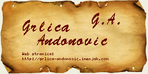 Grlica Andonović vizit kartica